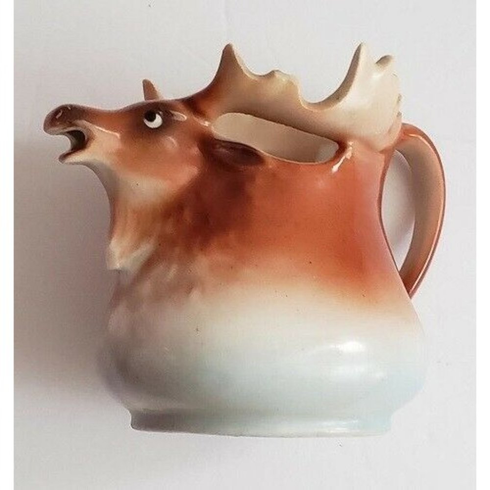 Early 20th Century Austrian Royal Bayreuth Stag Head Creamer